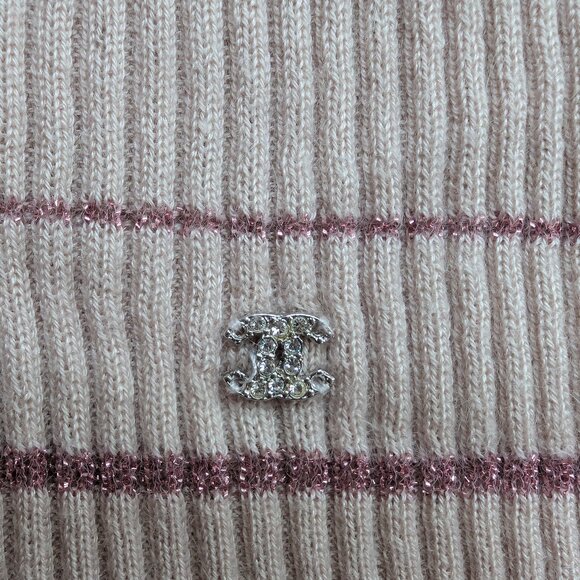 Chanel Vintage Light Pink Glitter Cashmere Blend Sweater 03A 2003 FR44 S M 6 8 - Picture 6 of 16